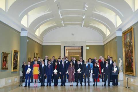 19-03-2019 Madrid Queen Letizia and King Felipe during the national culture awards 2017 at the Prado museum in Madrid. The awards, which were selected in 2017, will be delivered to the Spanish writers Rosa Montero and Fernando Aramburu, journalist Matias Prats, fashion designer Agatha Ruiz de la Prada and bullfighter Enrique Ponce. No Spain  Copyright: xPPEx