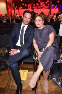 Sönke Möhring und Muriel Baumeister bei der Verleihung des 17. Deutschen Hörfilmpreises 2019 in der Hauptstadtrepräsentanz der Deutschen Telekom. Berlin, 19.03.2019