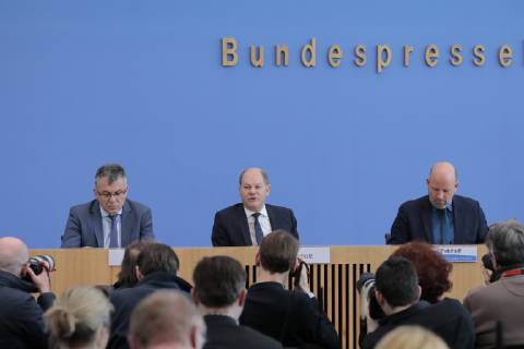 Staatssekretär Werner Gatzer, BMF, Bundesminister der Finanzen Olaf Scholz, Deutschland, Berlin, Bundespressekonferenz, Thema: Haushalt 2019, Eckwerte 2020 und Finanzplan bis 2023, 20.03.2019