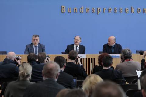 Staatssekretär Werner Gatzer, BMF, Bundesminister der Finanzen Olaf Scholz, Deutschland, Berlin, Bundespressekonferenz, Thema: Haushalt 2019, Eckwerte 2020 und Finanzplan bis 2023, 20.03.2019