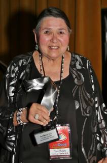 March 29, 2019 - Palm Springs, California, U.S. - Native American Indian actress SACHEEN LITTLEFEATHER received the AmDocs 2019 Razene Supple Humanitarian Award for her work with bettering the rights for tribal life and portrayal of native Indian s in Hollywood, at the opening night of the American Documentary Film Festival. She is famous for accepting an Oscar for Marlon Brando at the 1973 Academy Awards in protest of depiction of American Indian People on screen. Palm Springs U.S.  - ZUMA 20190329_mda_a35_110 Copyright: xDanexAndrewx