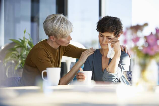Woman consoling crying friend model released Symbolfoto property released  RBF06964