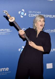 09.04.2019, xlakx, Entertainment eSports, Verleihung des deutschen - Computerspielpreis 2019 emspor, v.l.Ina Müller,Moderatorin bei der Verleihung des Deutschen Computerspielpreises 2019 im Admiralspalast Berlin. Berlin