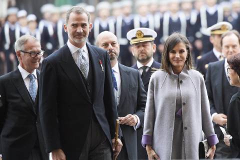 23-04-2019 Alcala Queen Letizia and King Felipe arriving for the ‘’Miguel de Cervantes’’ 2018 literature prize to Mrs. Ida Vitale in Lengua Castellana at the university of Alcala de Henares. No Spain  Copyright: x PPE THORTONx