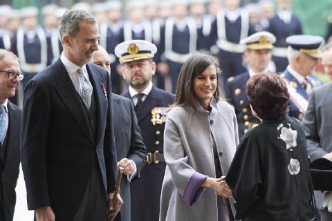23-04-2019 Alcala Queen Letizia and King Felipe arriving for the ‘’Miguel de Cervantes’’ 2018 literature prize to Mrs. Ida Vitale in Lengua Castellana at the university of Alcala de Henares. No Spain  Copyright: x PPE THORTONx