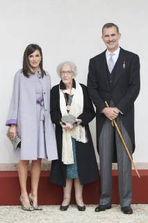23-04-2019 Alcala Queen Letizia and King Felipe during the ‘’Miguel de Cervantes’’ 2018 literature prize to Uruguayan poet Ida Vitale in Lengua Castellana at the university of Alcala de Henares. The Cervantes Award, worth at 125,000 euro cash prize, is the most important prize to literature in spanish and the awarding ceremony is held each 23 April to mark Miguel de Cervantes death date No Spain Copyright: xPPE THORTONx