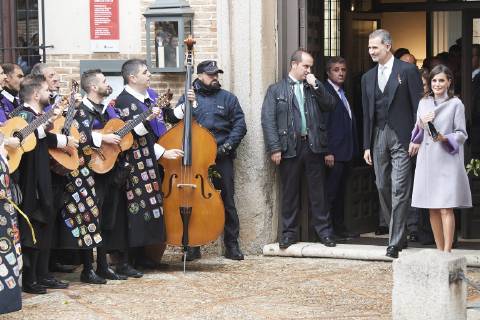 23-04-2019 Alcala Queen Letizia and King Felipe during the ‘’Miguel de Cervantes’’ 2018 literature prize to Uruguayan poet Ida Vitale in Lengua Castellana at the university of Alcala de Henares. The Cervantes Award, worth at 125,000 euro cash prize, is the most important prize to literature in spanish and the awarding ceremony is held each 23 April to mark Miguel de Cervantes death date No Spain Copyright: xPPE THORTONx
