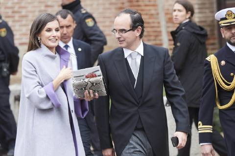 23-04-2019 Alcala Queen Letizia and King Felipe during the ‘’Miguel de Cervantes’’ 2018 literature prize to Uruguayan poet Ida Vitale in Lengua Castellana at the university of Alcala de Henares. The Cervantes Award, worth at 125,000 euro cash prize, is the most important prize to literature in spanish and the awarding ceremony is held each 23 April to mark Miguel de Cervantes death date No Spain Copyright: xPPE THORTONx