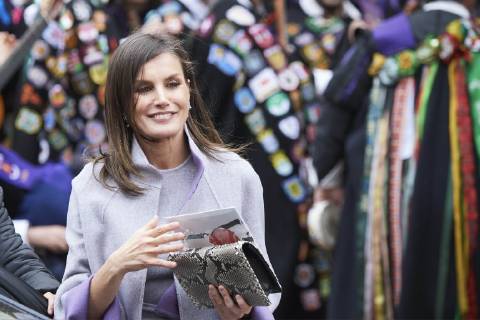 23-04-2019 Alcala Queen Letizia and King Felipe during the ‘’Miguel de Cervantes’’ 2018 literature prize to Uruguayan poet Ida Vitale in Lengua Castellana at the university of Alcala de Henares. The Cervantes Award, worth at 125,000 euro cash prize, is the most important prize to literature in spanish and the awarding ceremony is held each 23 April to mark Miguel de Cervantes death date No Spain Copyright: xPPE THORTONx
