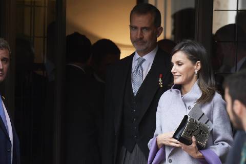23-04-2019 Alcala Queen Letizia and King Felipe during the ‘’Miguel de Cervantes’’ 2018 literature prize to Uruguayan poet Ida Vitale in Lengua Castellana at the university of Alcala de Henares. The Cervantes Award, worth at 125,000 euro cash prize, is the most important prize to literature in spanish and the awarding ceremony is held each 23 April to mark Miguel de Cervantes death date No Spain Copyright: xPPE THORTONx