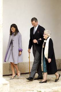 King Felipe VI of Spain, Queen Letizia and Uruguayan poet Ida Vitale (R) during the Cervantes Literature Prize ceremony at the University of Alcala in Madrid on April 23, 2019.  (20190423026)