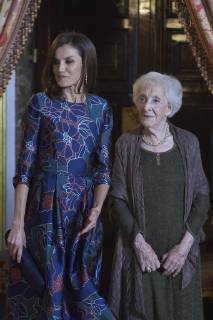 24-04-2019 Madrid Queen Letizia and King Felipe and Ida Vitale pose before an official lunch for Miguel de Cervantes 2019 award at the Royal palace in Madrid. No Spain  Copyright: xPPE xTHORTONx