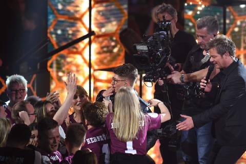 Deutschland sucht den Superstar Finale am 27.04.2019 in den MMC Studios in Köln DSDS Gewinner; Davin Herbrüggen und Oliver Geissen