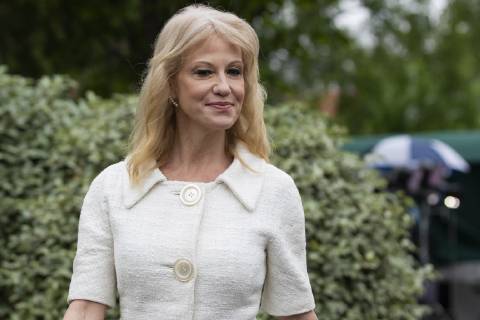 May 1, 2019 - Washington, District of Columbia, U.S. - Kellyanne Conway, counselor to United States President Donald Trump, speaks with members of the media on the West Wing driveway at the White House in Washington, D.C. on May 1, 2019. Credit: CNP Washington U.S. - ZUMAs152 20190501_zaa_s152_024 Copyright: xAlexxEdelmanx