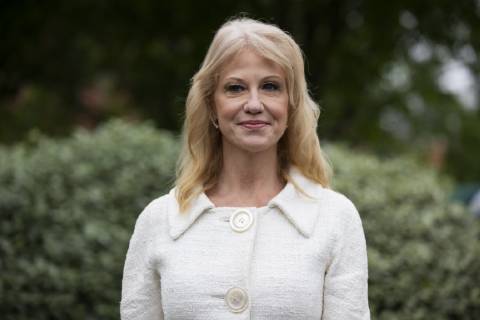 May 1, 2019 - Washington, District of Columbia, U.S. - Kellyanne Conway, counselor to United States President Donald Trump, speaks with members of the media on the West Wing driveway at the White House in Washington, D.C. on May 1, 2019. Credit: CNP Washington U.S. - ZUMAs152 20190501_zaa_s152_023 Copyright: xAlexxEdelmanx