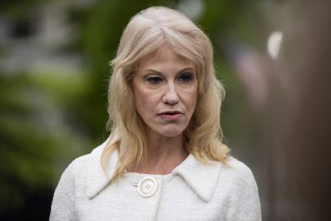 May 1, 2019 - Washington, District of Columbia, U.S. - Kellyanne Conway, counselor to United States President Donald Trump, speaks with members of the media on the West Wing driveway at the White House in Washington, D.C. on May 1, 2019. Credit: CNP Washington U.S. - ZUMAs152 20190501_zaa_s152_022 Copyright: xAlexxEdelmanx