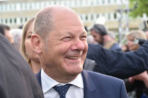 Bundesfinanzminister Olaf Scholz (SPD) am Freitag (3.5.2019) in Saarbrücken beim Eurpa-Wahlkampfauftakt der SPD.