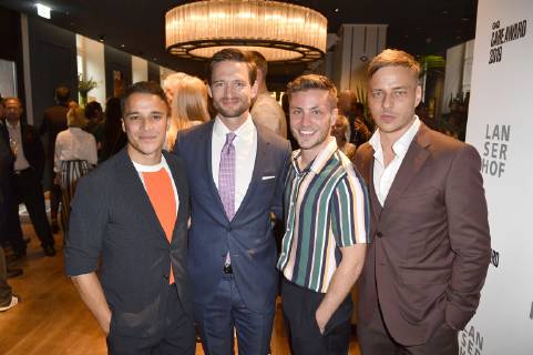 Kostja Ullmann, August Wittgenstein, Jannik Schümann und Tom Wlaschiha bei der Verleihung des GQ Care Award 2019 in der 20Â° Restobar. Düsseldorf, 08.05.2019