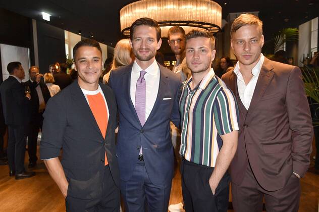 Kostja Ullmann, August Wittgenstein, Jannik Schümann und Tom Wlaschiha bei der Verleihung des GQ Care Award 2019 in der 20Â° Restobar. Düsseldorf, 08.05.2019
