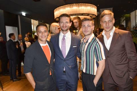 Kostja Ullmann, August Wittgenstein, Jannik Schümann und Tom Wlaschiha bei der Verleihung des GQ Care Award 2019 in der 20Â° Restobar. Düsseldorf, 08.05.2019