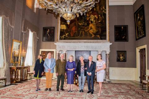 28-05-2019 Princess Beatrix during the Zilveren Anjers at the Koninklijk paleis in Amsterdam. The silver carnation is annually awarded to individuals who voluntarily worked for culture and nature conservation The Silver Carnations were awarded to Albert Goutbeek, Paul Spapens and Herman and Cora Labberte-Hoedemaker.  Copyright: xPPEx