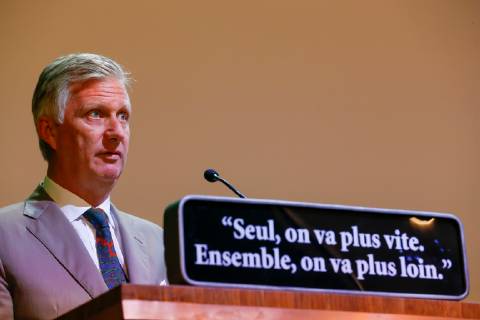 Entertainment Bilder des Tages King Philippe - Filip of Belgium delivers a speech at a ceremony to award the Impact Awards, Monday 24 June 2019, in Brussels.  NICOLASxMAETERLINCK 05612316