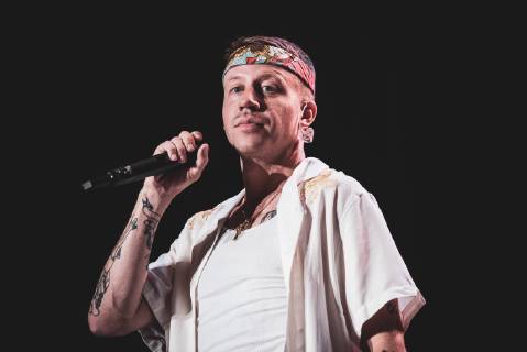 Italy: Macklemore 2019 The American rapper and songwriter Macklemore, real name Benjamin Hammond Haggerty, performing live on stage for his Italian tour in Barolo, at the Collisioni Festival 2019. FOR EDITORIAL USE ONLY - Alessandro Bosio Barolo Cuneo Italy Collisioni Festival  AlessandroxBosio
