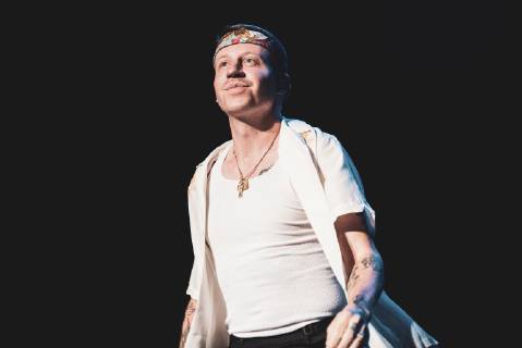 Italy: Macklemore 2019 The American rapper and songwriter Macklemore, real name Benjamin Hammond Haggerty, performing live on stage for his Italian tour in Barolo, at the Collisioni Festival 2019. FOR EDITORIAL USE ONLY - Alessandro Bosio Barolo Cuneo Italy Collisioni Festival AlessandroxBosio