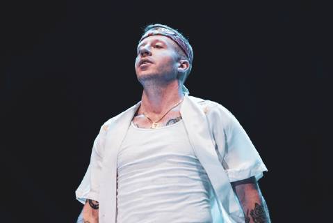 Italy: Macklemore 2019 The American rapper and songwriter Macklemore, real name Benjamin Hammond Haggerty, performing live on stage for his Italian tour in Barolo, at the Collisioni Festival 2019. FOR EDITORIAL USE ONLY - Alessandro Bosio Barolo Cuneo Italy Collisioni Festival AlessandroxBosio