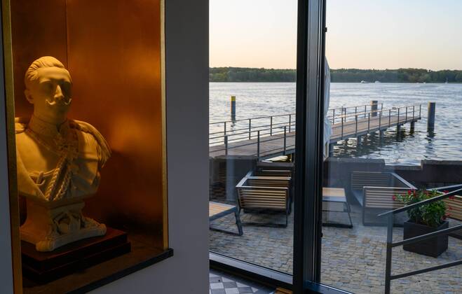 Potsdam Landeshauptstadt Brandenburg 26.07.2019 Kaiserliche Matrosenstation KONGSNAES Potsdam Ventahalle wird am Montag den 29.07.2019 eröffnet Gastronom und Kongsnaes-Pächter Joseph Laggner ein Restaurant Bauherr ist der Gastronom und Kongsnaes-Pächter Joseph Laggner KONGSNAES bedeutet Landzunge des Königs Bauherr und Eigentümer ist der Berliner Berliner Juwelier Michael Linckersdorff copyright camera4 Eberhard Thonfeld