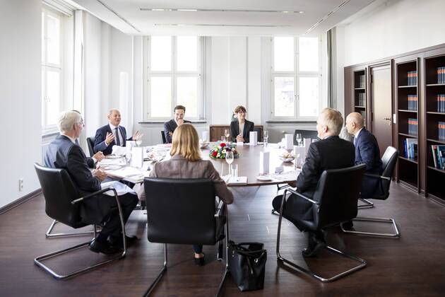 News Themen der Woche KW33 News Bilder des Tages Bundesfinanzminister Olaf Scholz, SPD, trifft Sajid Javid, Finanzminister von Grossbritannien, zum Gespraech. Berlin, 16.08.2019. Berlin Germany