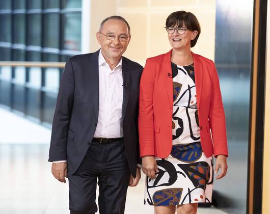 Saskia Esken und Norbert Walter-Borjans bewerben sich gemeinsam um den SPD-Parteivorsitz. Berlin 27.08.2019 Berlin Deutschland