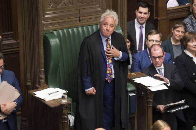 Bilder des Jahres 2019, News 09 September News Themen der Woche KW37 News Bilder des Tages (190910) -- LONDON, Sept. 10, 2019 (Xinhua) -- John Bercow, speaker of the House of Commons, announces his intention to step down in London, Britain, on Sept. 9, 2019. British lawmakers on Monday night voted to reject Prime Minister Boris Johnson s second bid for a snap general election, dealing another heavy blow to his Brexit strategy. (Jessica Taylor UK Parliament Handout via Xinhua) HOC MANDATORY CREDIT: UK Parliament Jessica Taylor BRITAIN-LONDON-BREXIT-PARLIAMENT