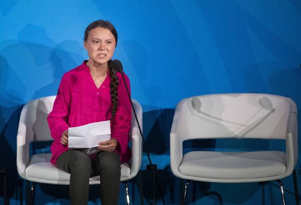 NEW YORK 2019 09 23 Climate activist Greta Thunberg R speaks at the Climate Action Summit at the United Nations on September 23, 2019 in New York City NEW YORK USA x10050x,  Copyright: xPontusxLundahl TTx UN CLIMATE ACTION SUMMIT 2019
