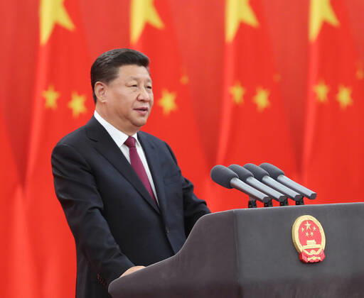 (190929) -- BEIJING, Sept. 29, 2019 -- Chinese President Xi Jinping, also general secretary of the Communist Party of China Central Committee and chairman of the Central Military Commission, delivers a speech at the presentation ceremony of the national medals and honorary titles of the People s Republic of China at the Great Hall of the People in Beijing, capital of China, Sept. 29, 2019. Xi presented the medals to the awardees before the speech. ) CHINA-BEIJING-NATIONAL MEDALS AND HONORARY TITLES-PRESENTATION CEREMONY (CN) JuxPeng 