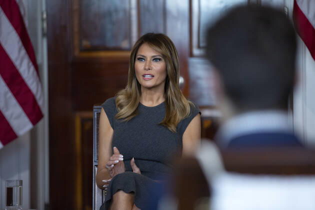 First lady Melania Trump speaks during a listening session with youth from the Truth Initiative, ages 13 to 18, at the White House in Washington D.C., U.S. on October 9, 2019. Photo Credit: Stefani Reynolds CNP AdMedia 246021 2019-10-09 District of Columbia Washington Copyright: xAdMediax STAR_246021_018