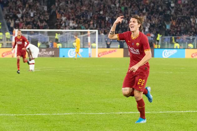 Foto IPP Roberto Ramaccia Roma 27 10 2019 Campionato di Calcio serie A Tim 2019-2020 Roma vs Milan Nella foto Nicolò Zaniolo esulta dopo aver segnato il gol del 2-1 Italy Photo Press - World Copyright 0