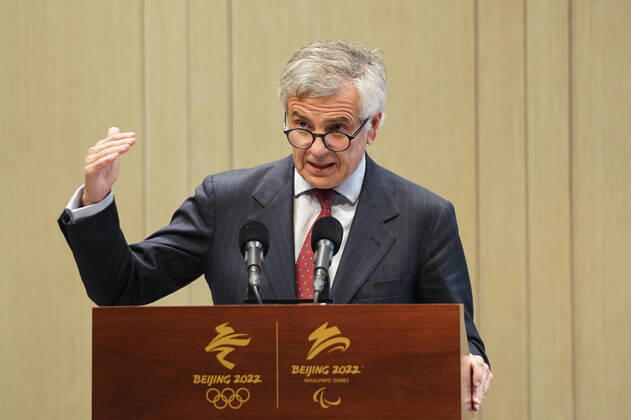 (191106) -- BEIJING, Nov. 6, 2019 -- Juan Antonio Samaranch Salisachs, vice president of the International Olympic Committee (IOC) and Founder of Samaranch Foundation, speaks during the launching ceremony of the Beijing Olympic Expo 2020 in Beijing, capital of China, on Nov. 6, 2019. ) (SP)CHINA-BEIJING-BEIJING OLYMPIC EXPO 2020-LAUNCHING CEREMONY(CN) JuxHuanzong 