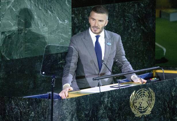 Bilder des Jahres 2019, Entertainment 11 November Entertainment Bilder des Tages Ambassador of good will of the United Nations and star of football, David Beckham, speech during an event that commemorates the Universal Day of the Childrens in the headquarters of the organism in New York, United States, 20 November 2019. Childrens of all the world, accompanied of activists and celebrities of the sport and of the cinema, gather in the headquarters of United Nations to sue more protections for the minors in the 30 anniversary of the approval of the Convention on the rights of the Childrens. The UN celebrates the Universal Day of the Childrens !ACHTUNG: NUR REDAKTIONELLE NUTZUNG!  Copyright: xKenaxBetancurx AME7513 20191120-637098728008553561