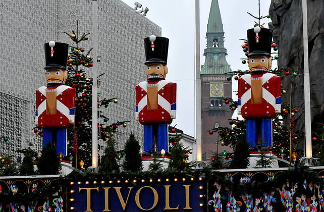 Copenhagen Denmark 25..December 2019 Tivoli gardehn opens on Christmas day and visitor going to see Christmas in tioli garde on chrismas day in danish capital. (Photo..Francis Joseph Dean Deanpictures).