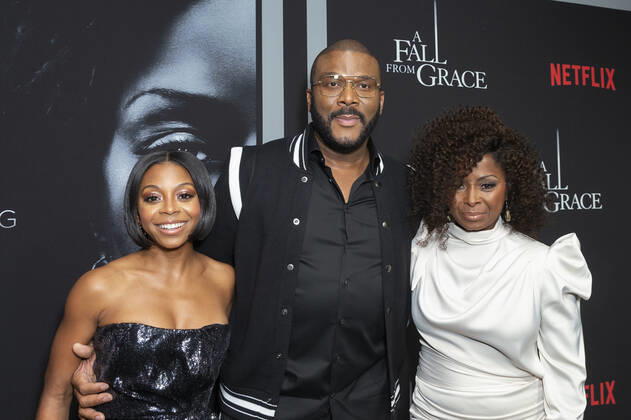 Netflix A Fall From Grace NYC premiere Bresha Webb, Tyler Perry, Crystal Fox attend premiere of Netflix A Fall From Grace at Metrograph New York New York United States Metrograph PhotographerxLevxRadin