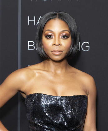Netflix A Fall From Grace NYC premiere Bresha Webb wearing dress by Mary Katrantzou attends premiere of Netflix A Fall From Grace at Metrograph New York New York United States Metrograph PhotographerxLevxRadin