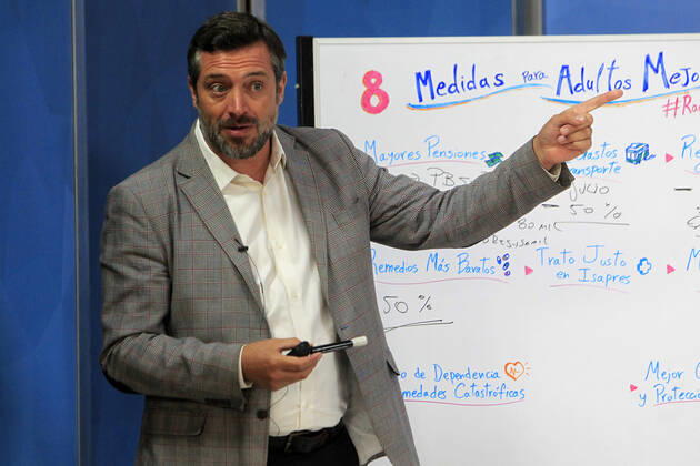Santiago, 3 February 2020 The Minister of Social Development and the Family, Sebastian Sichel, together with the director of Senama, Pablo Pizarro, present the figures that leave the elderly as part of the 16 2 of the national population, they also give figures on dependency, health, quality of life and how the benefits are progressing to increase their income and decrease their expenses Jonnathan Oyarzu Copyright: JONNATHANxOYARZUN ATONxCHILE