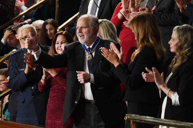 February 4, 2020, Washington, DC, USA: 2 5 20 -US Capitol -Washington, DC..President Donald J. Trump delivers his State of The Union Address to the nation during the midst of his impeachment trial. President Trump announces he is having First Lady Melania award Talk Show Radio Host Rush Limbaugh the Presidential Medal of Freedom during the State of The Union Address. Washington USA - ZUMAb189 20200204_znp_b189_029 Copyright: xChristyxBowex