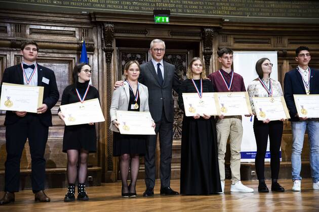 Paris, France, February 12th, 2020 - National Awards Ceremony for the Class of 2019 Winners of the competition Un des Meilleurs Apprentis de France - French Finance and Economy Minister Bruno Le Maire  Copyright: xAlexisxSciardx