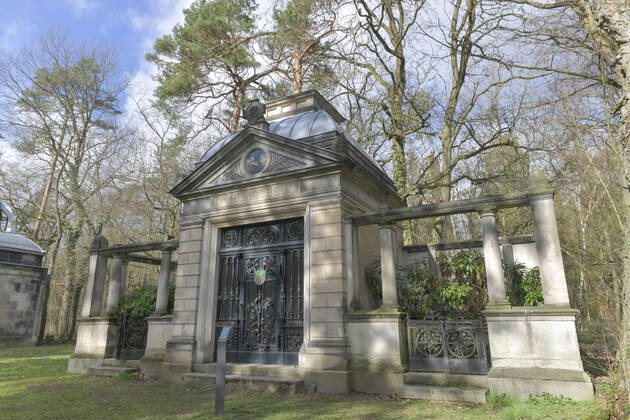 Familiengrab Langenscheidt, Grab Gustav Langenscheidt, Südwestkirchhof, Bahnhofstrasse, Stahnsdorf, Brandenburg, Deutschland