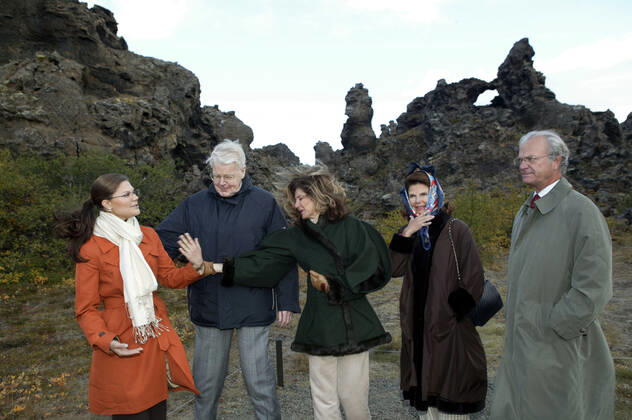 Crown Princess Victoria, King Carl XVI Gustaf, Queen Silvia, Olafur Ragnar Grimsson, Dorrit Moussaieff State Visit Iceland 2004 09 09 c Charles Hammarsten IBL royal house Sweden x2492x, Copyright: xCharlesxHammarsten TTx