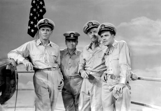 OSCARS. Bester Nebendarsteller. PreistrÃ¤ger 1951-1960 MISTER ROBERTS, from left, Henry Fonda, James Cagney, William Powell, Jack Lemmon, in front of studio backdrop, 1955 Courtesy Everett Collection !ACHTUNG AUFNAHMEDATUM GESCHÃ„TZT! PUBLICATIONXNOTxINxCANxCHNxFRAxITAxJPNxNORxPOLxRUSxESPxUKxUSA Copyright: xCourtesyxEverettxCollectionx MBDMIRO EC085