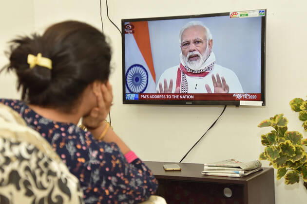 India: PM Modi extends lockdown till 3rd May 2020 Indian Prime Minister Narendra Modi addressing the nation today, the 21st day of the nationwide lockdown, at 10 am on Tuesday, 14th April, 2020 for 24 Minutes on the situation arising out of Novel Coronavirus (COVID-19) pandemic. This is his 4th address to the nation within a month related to the COVID-19 crisis. Following requests from states to extend the lockdown, PM Modi announced that the nationwide lockdown will continue till 3rd May, 2020. Kolkata West Bengal India Copyright: BiswarupxGanguly