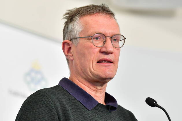 STOCKHOLM 20200414 State epidemiologist Anders Tegnell at the Public Health Authoritys press conference on Tuesday Photo Jonas Ekströmer TT code 10030 Stockholm Sweden x10030x, Copyright: xJonasxEkströmer TTx FOLKHÄLSOMYNDIGHETEN